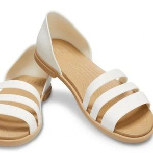 Crocs Women's Sandals Tulum Open Flat in Pearl, Size 9